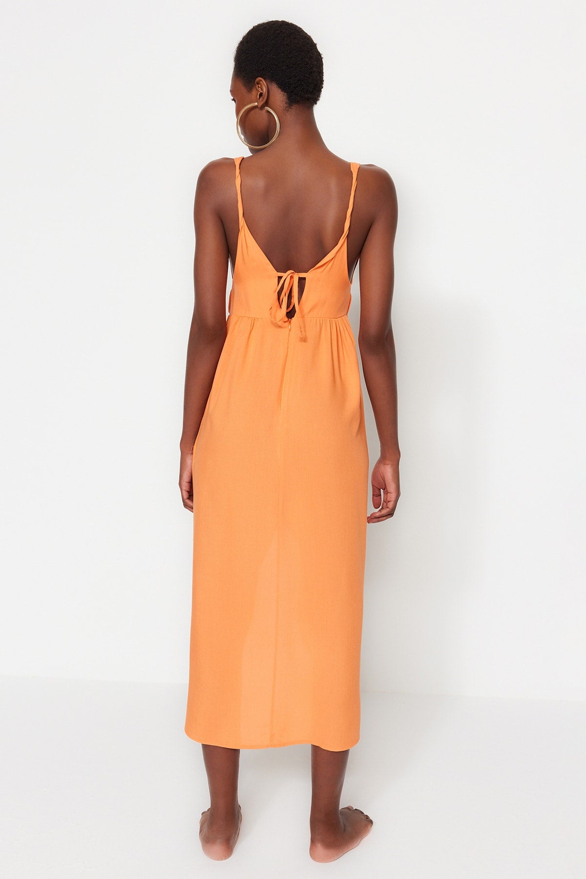Trendyol Orange Summer Cotton Designed Dress