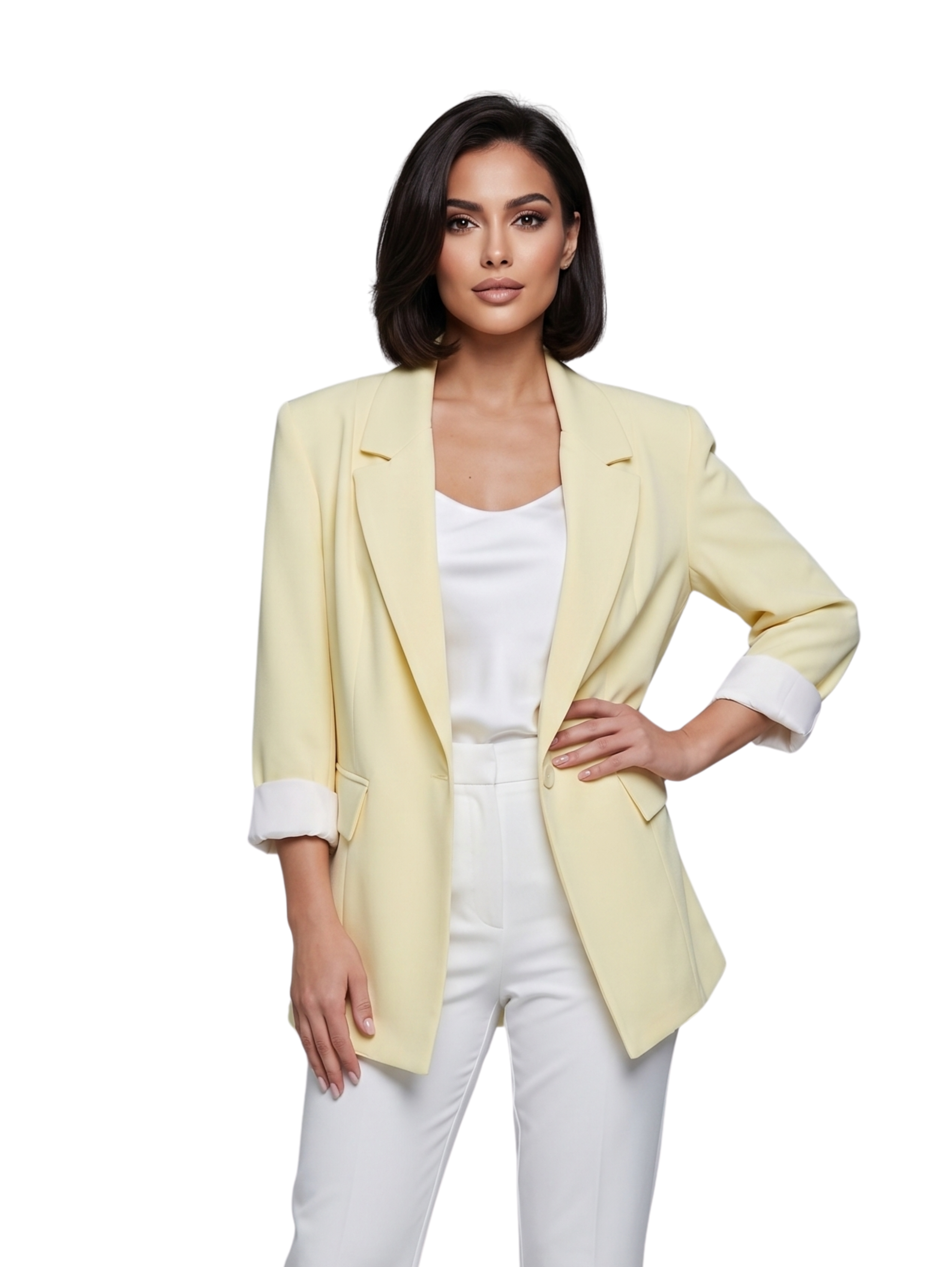 Yellow Peak Lapel Blazer With Turned Up Cuffs