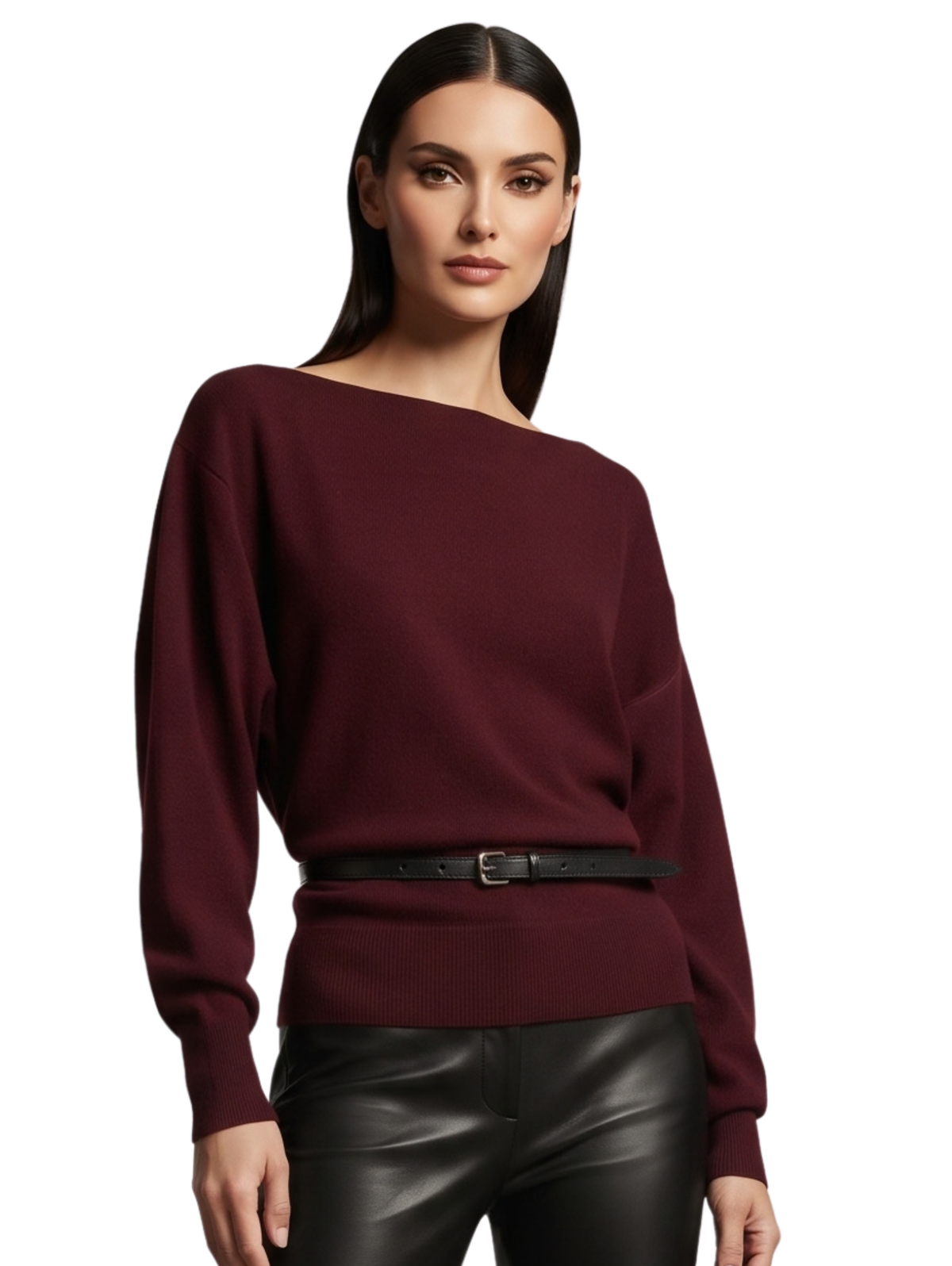 Bordo Wide Boat Neckline Pullover