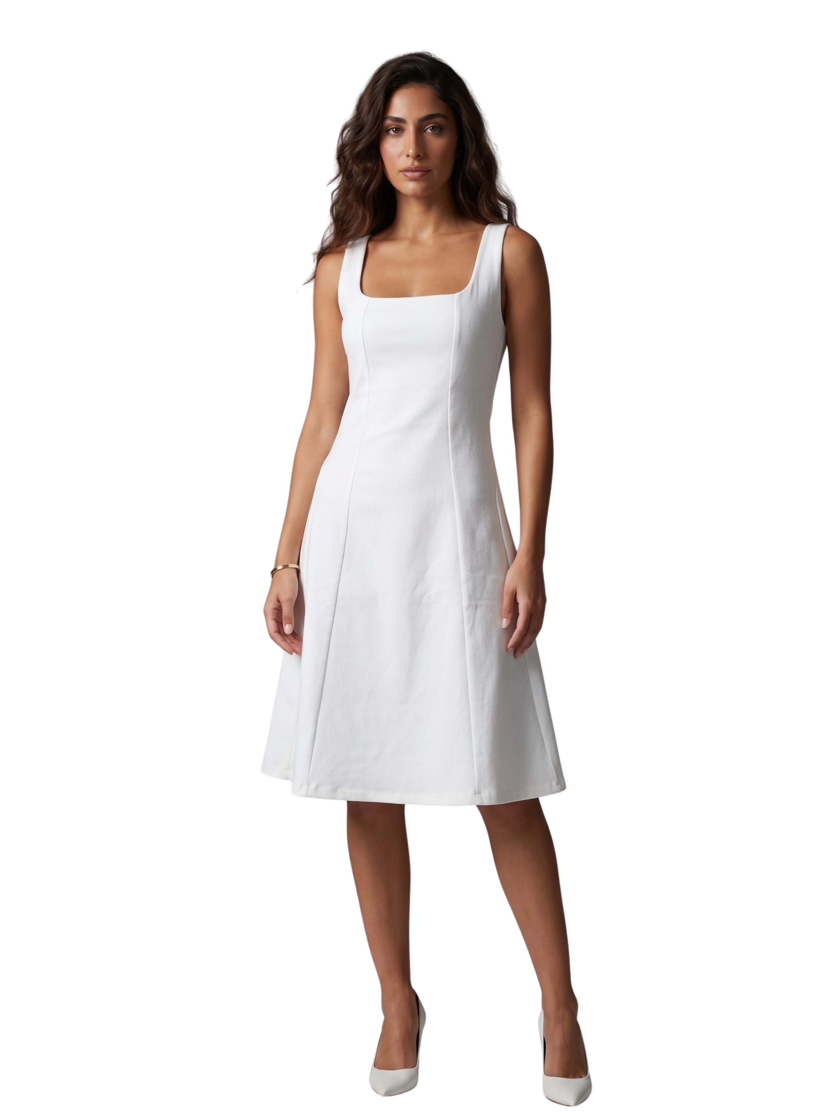 White Classy Sleeveless Simple Dress