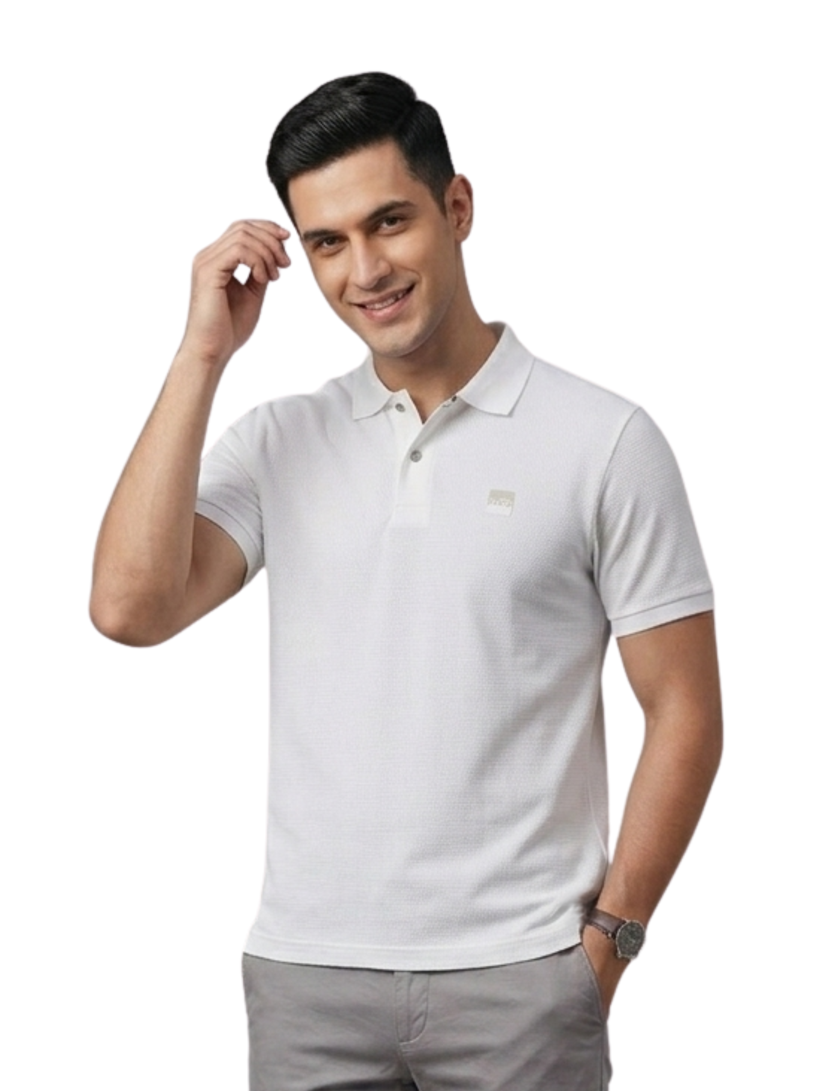 White Slim Fit Polo With Two Snap Button