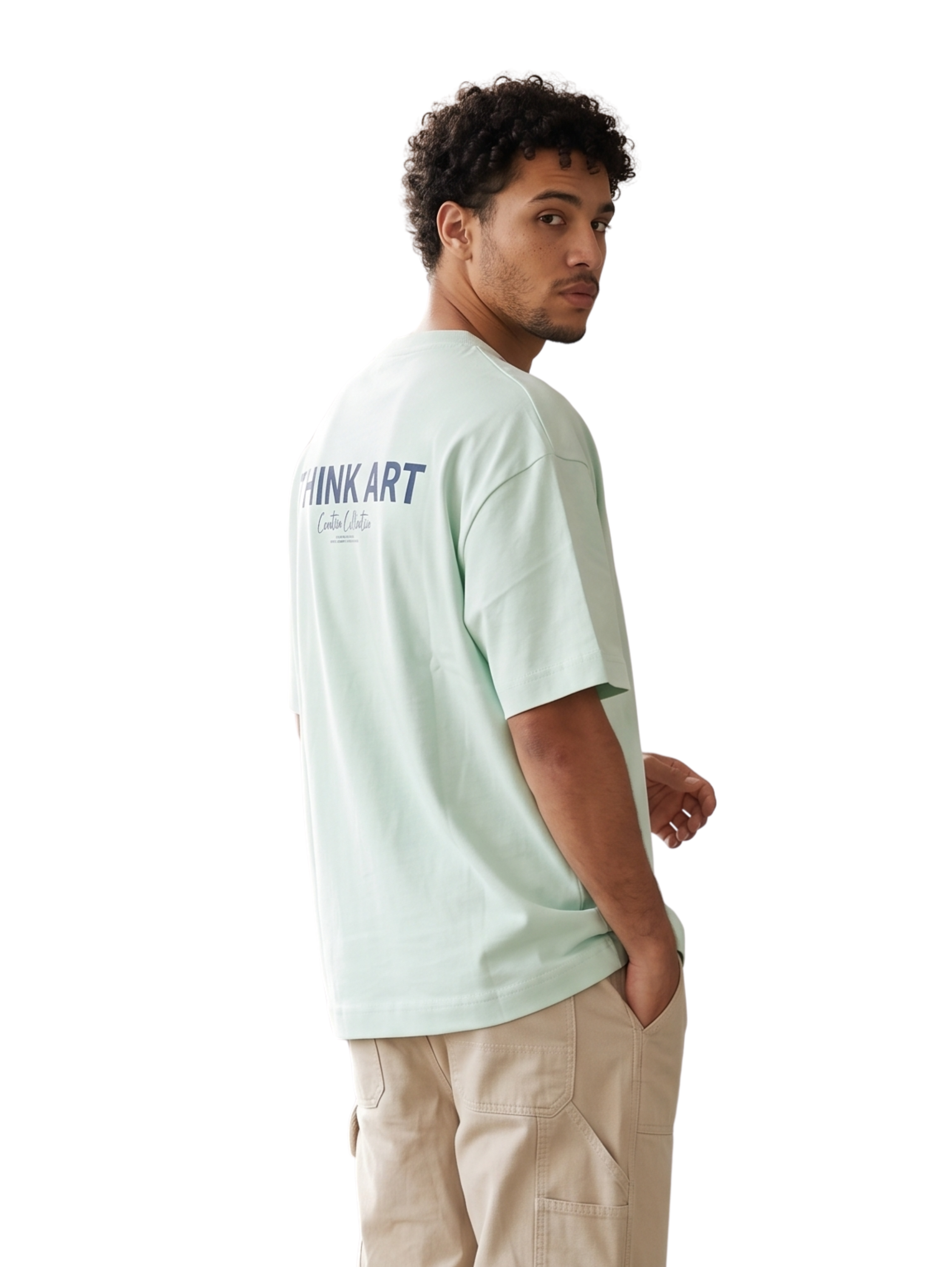 Oversized Mint T-Shirt With Printed Design