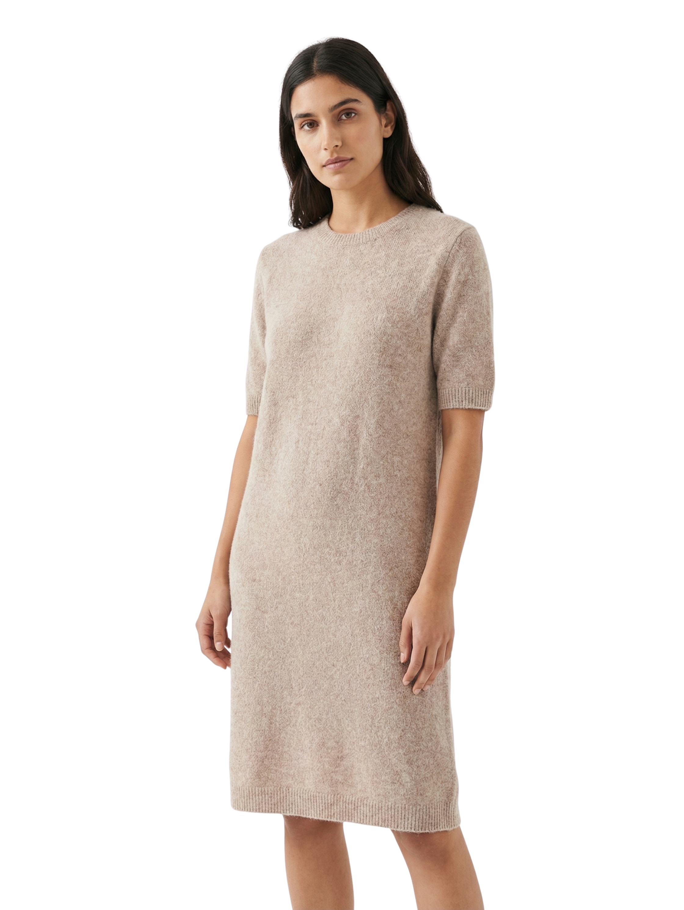 Short Sleeve Beige Slim Dress