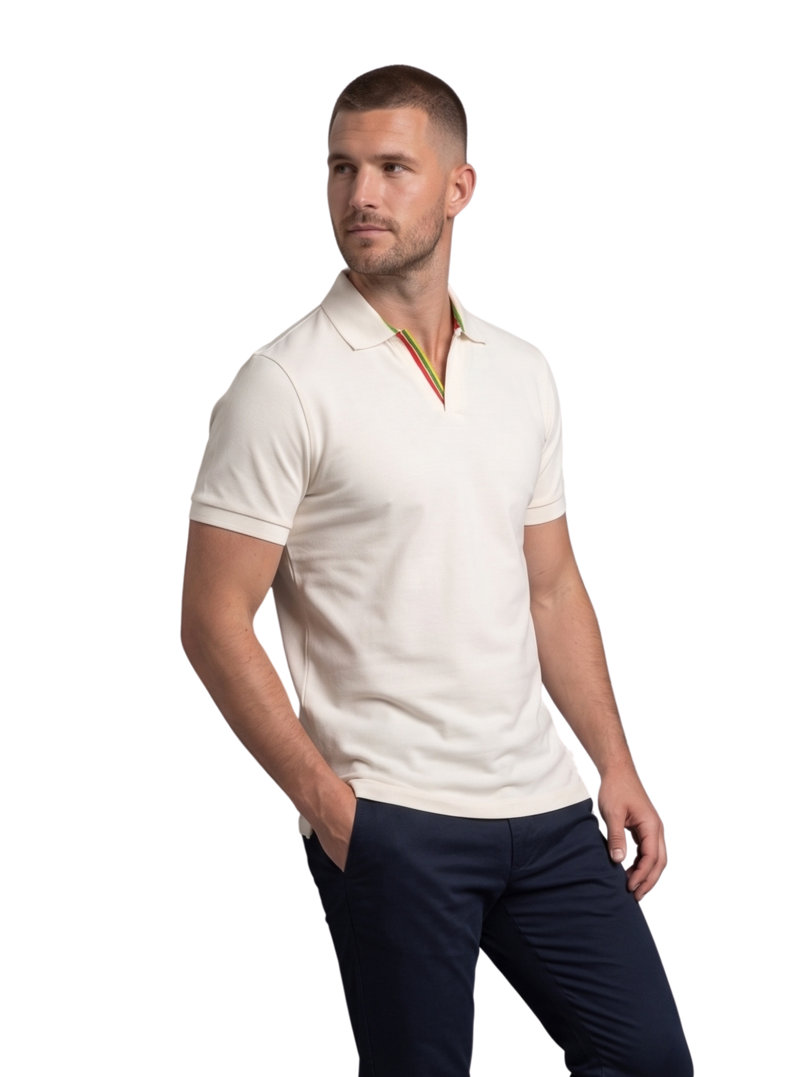 Light Beige Slim Fit Short Sleeved Polo