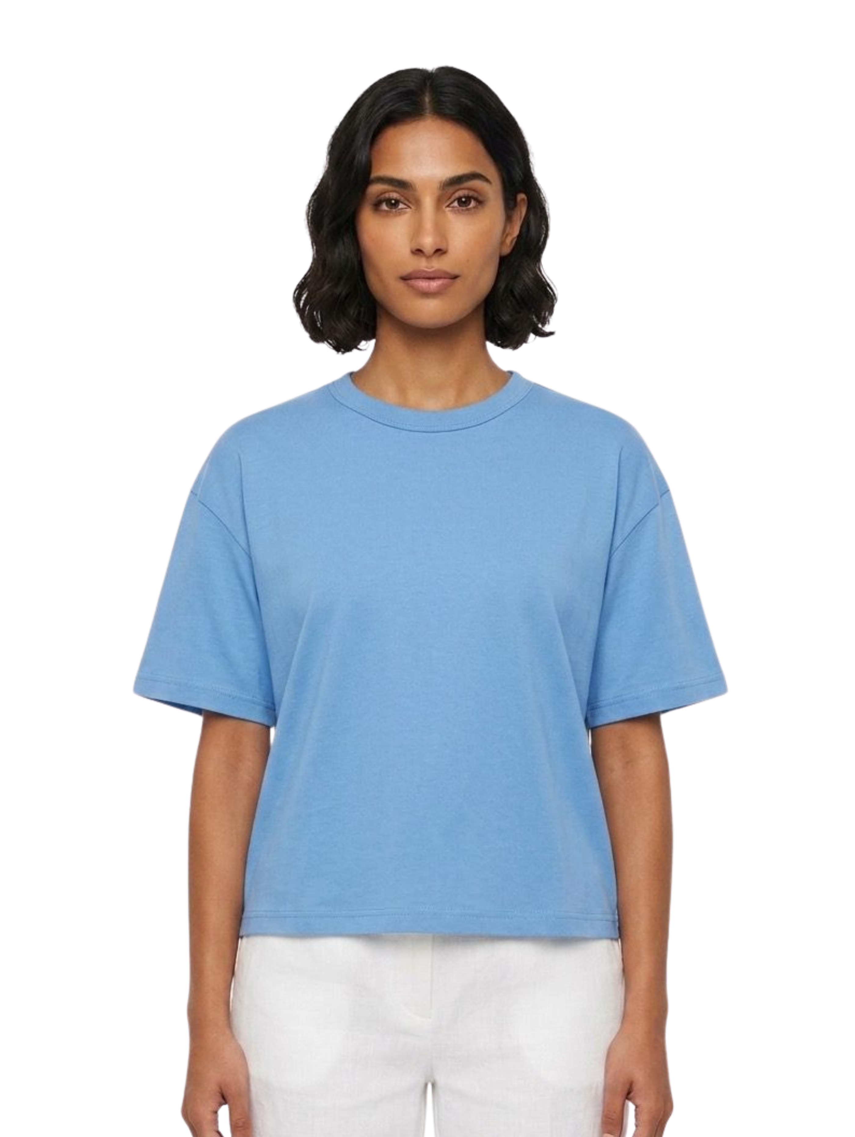 Blue Short Sleeved Plain Basic T-Shirt