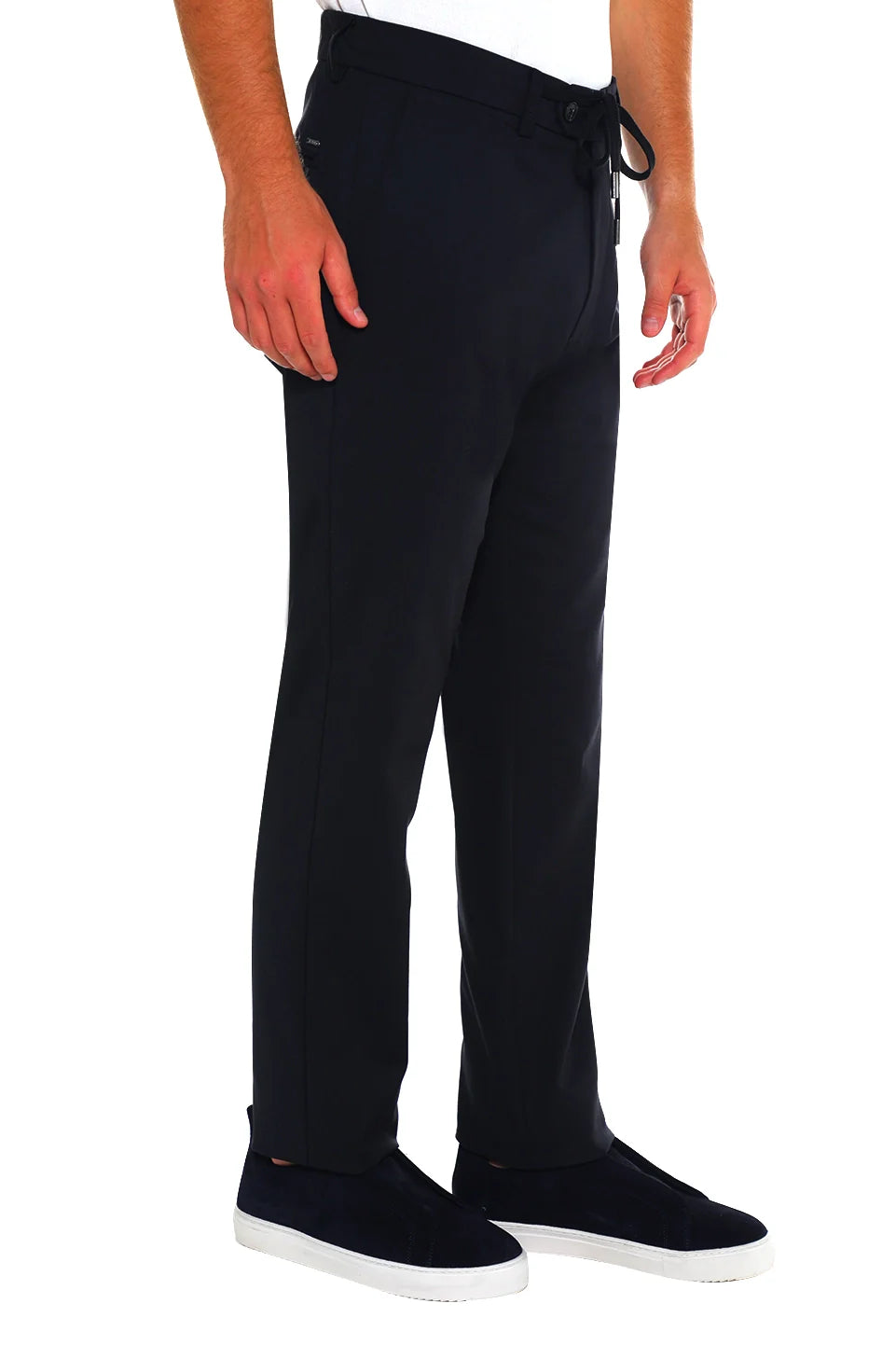 Sport Chic Black Pant With Zipper & Tie To Close