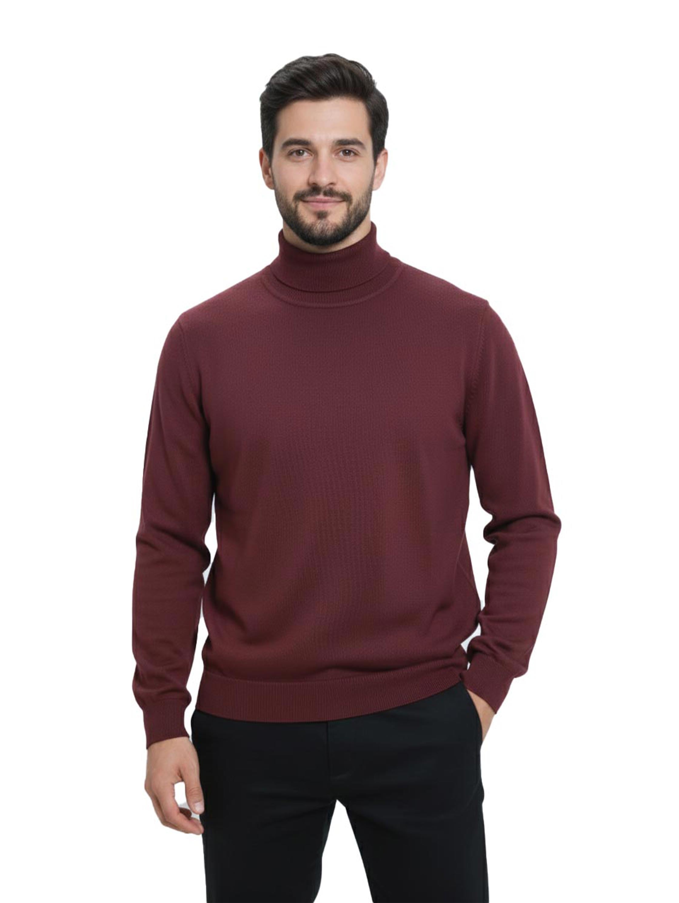 Turtleneck Long Sleeved Burgundy Pullover