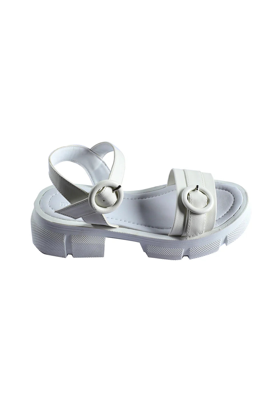 White Strapped Block Heel Sandal