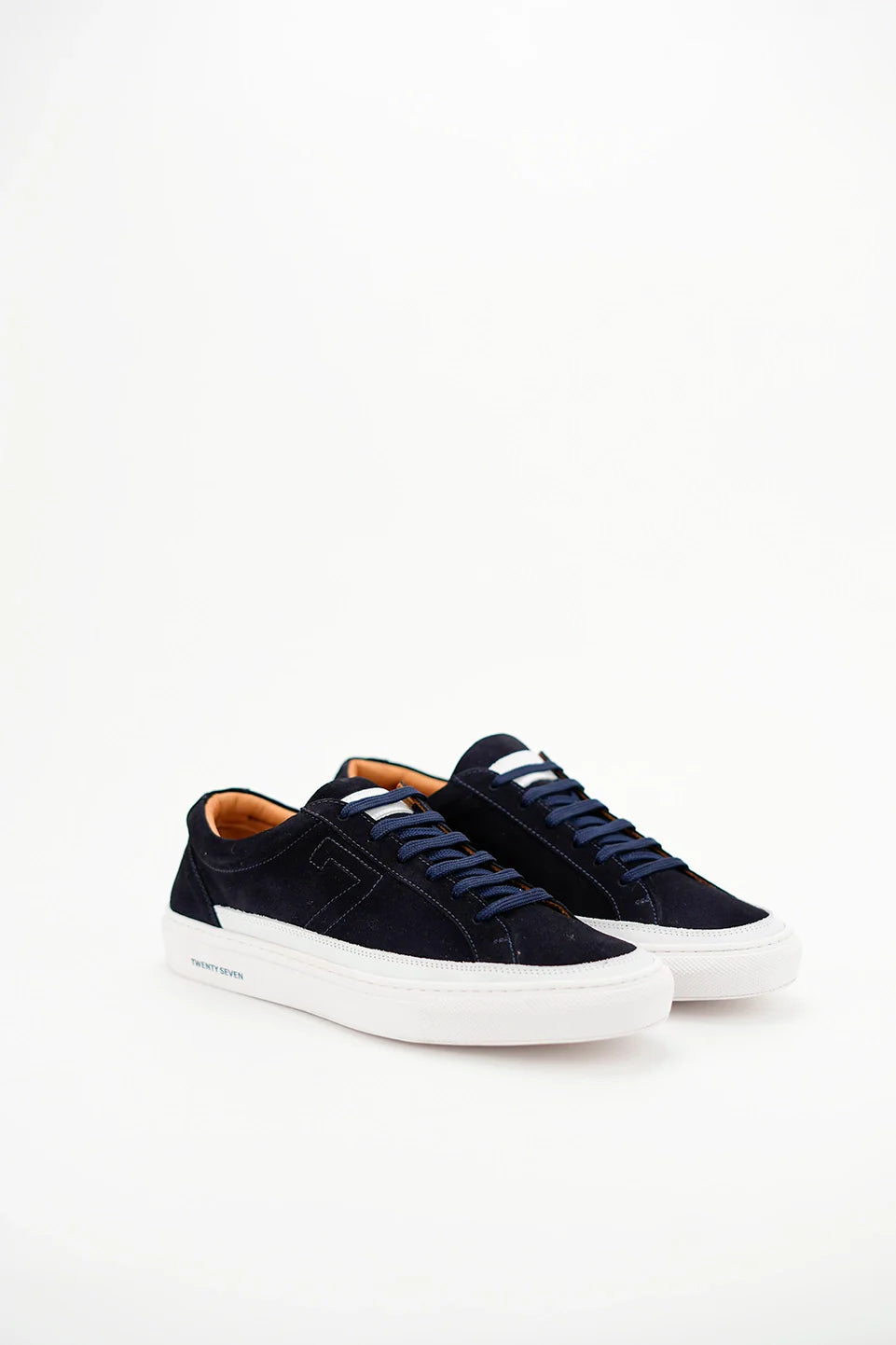 Navy Velvet Casual Shoes With Side Logo