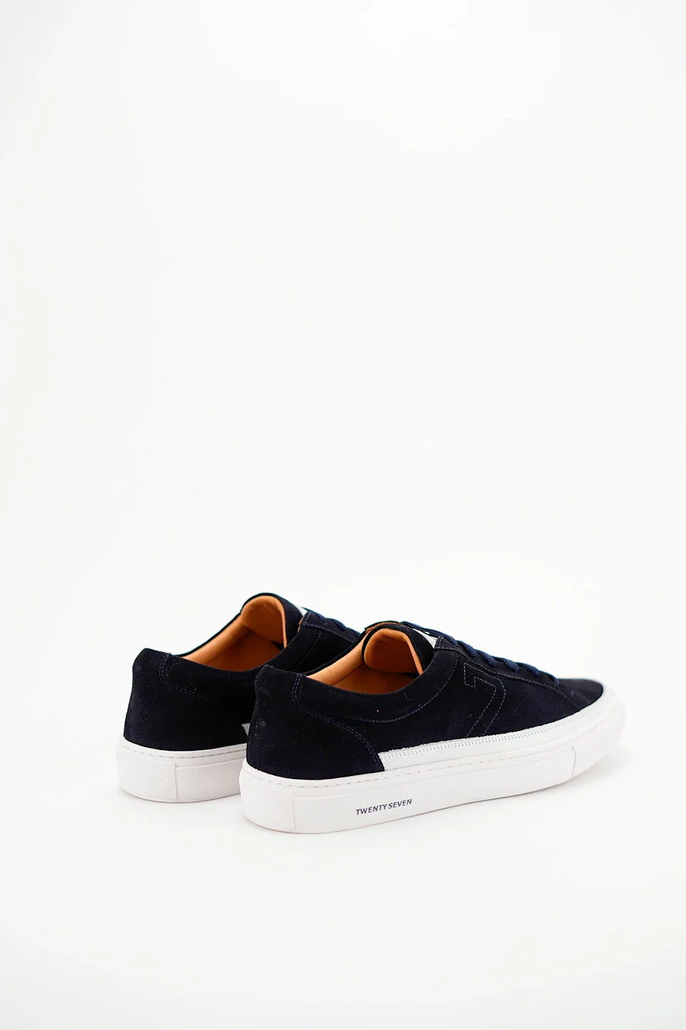 Navy Velvet Casual Shoes With Side Logo