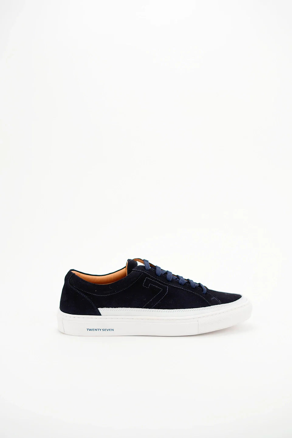 Navy Velvet Casual Shoes With Side Logo