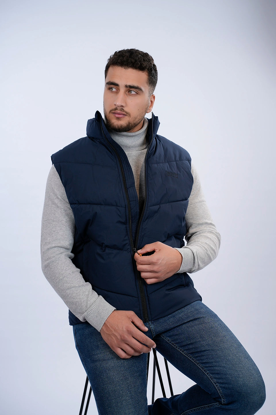 Tom Tailor Navy Puffer Vest With A Logo