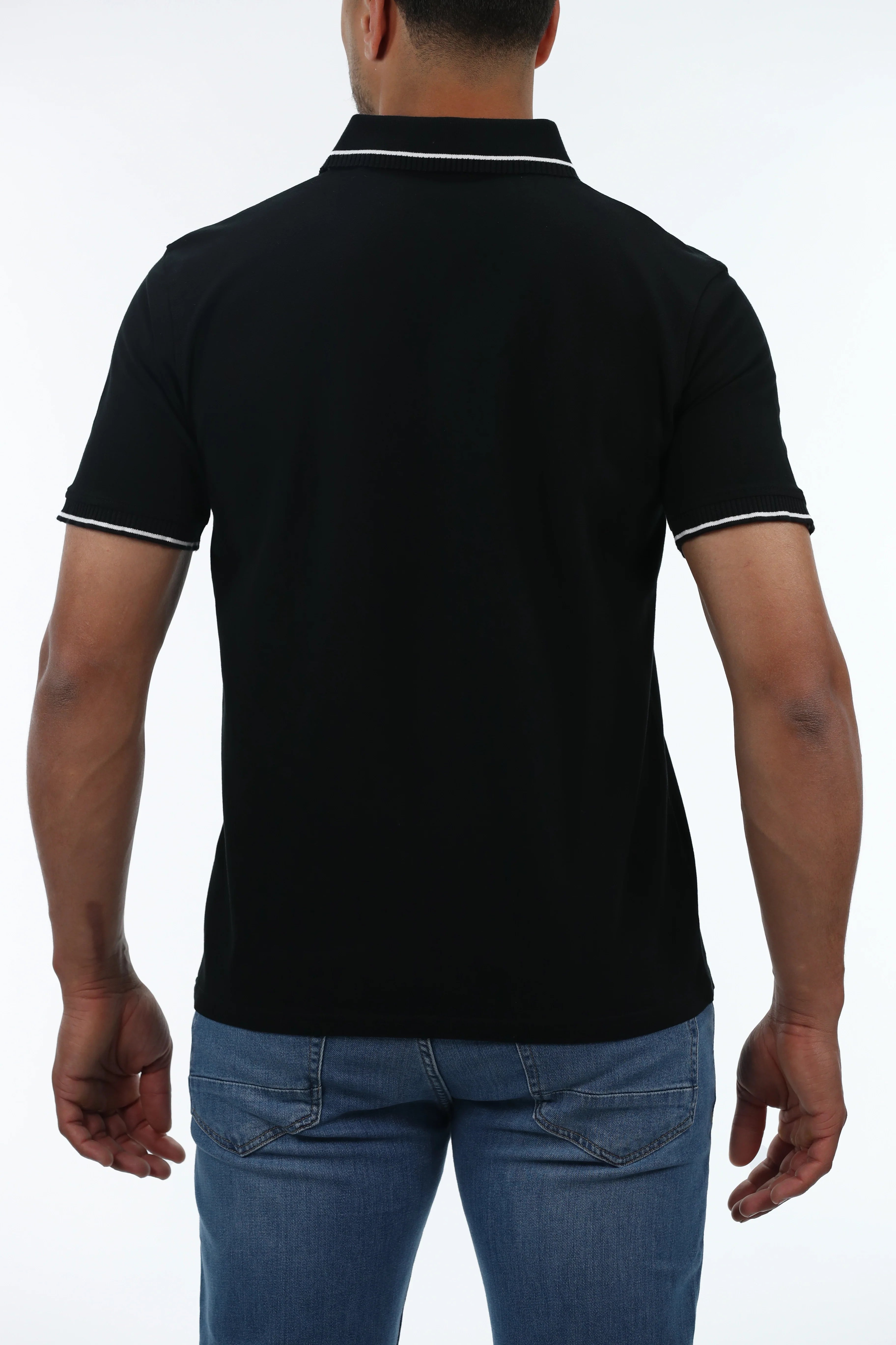 Black Polo With Half Zipper Design