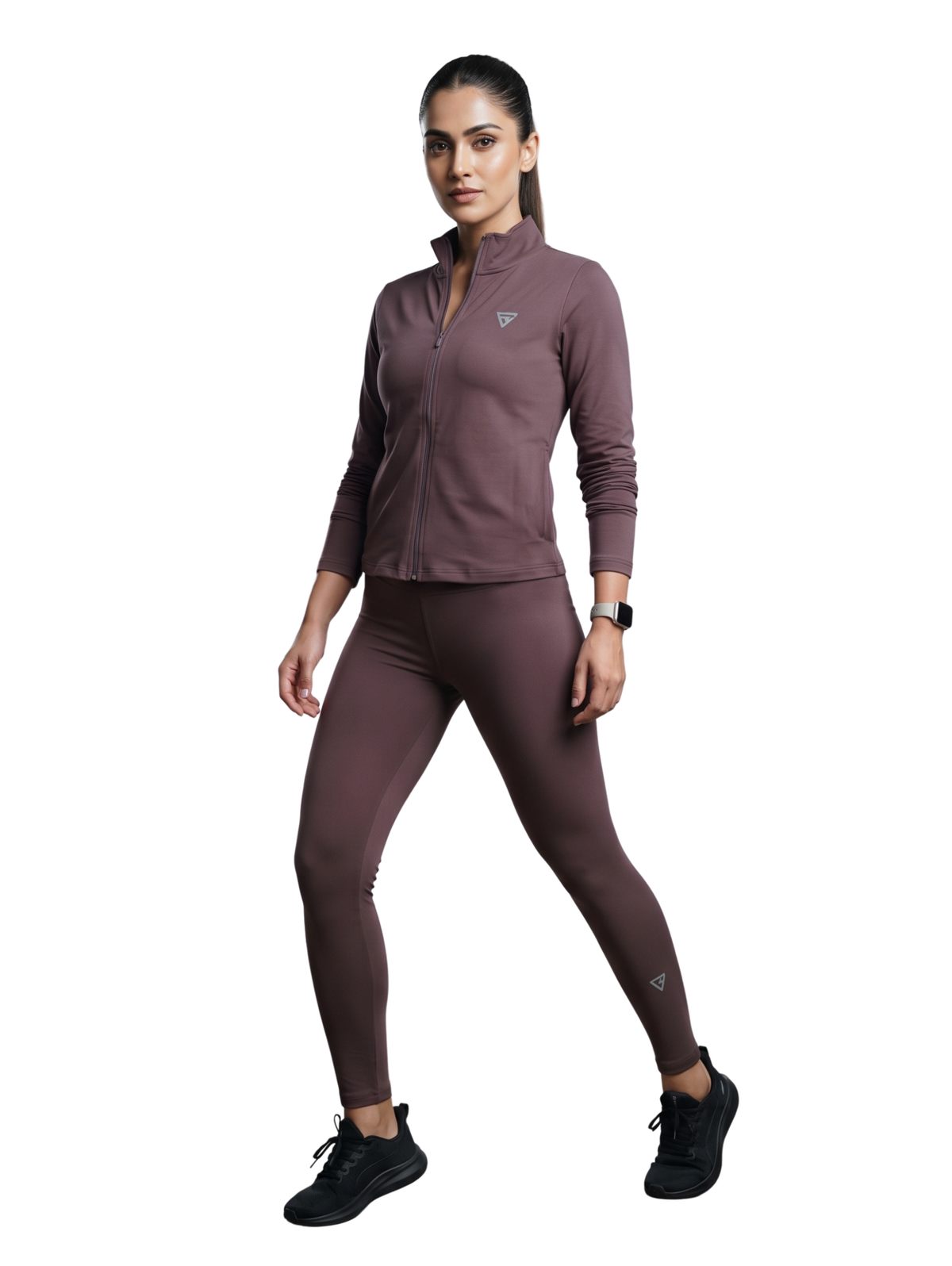 Purple Zip-Up Sport Jacket And Legging Set