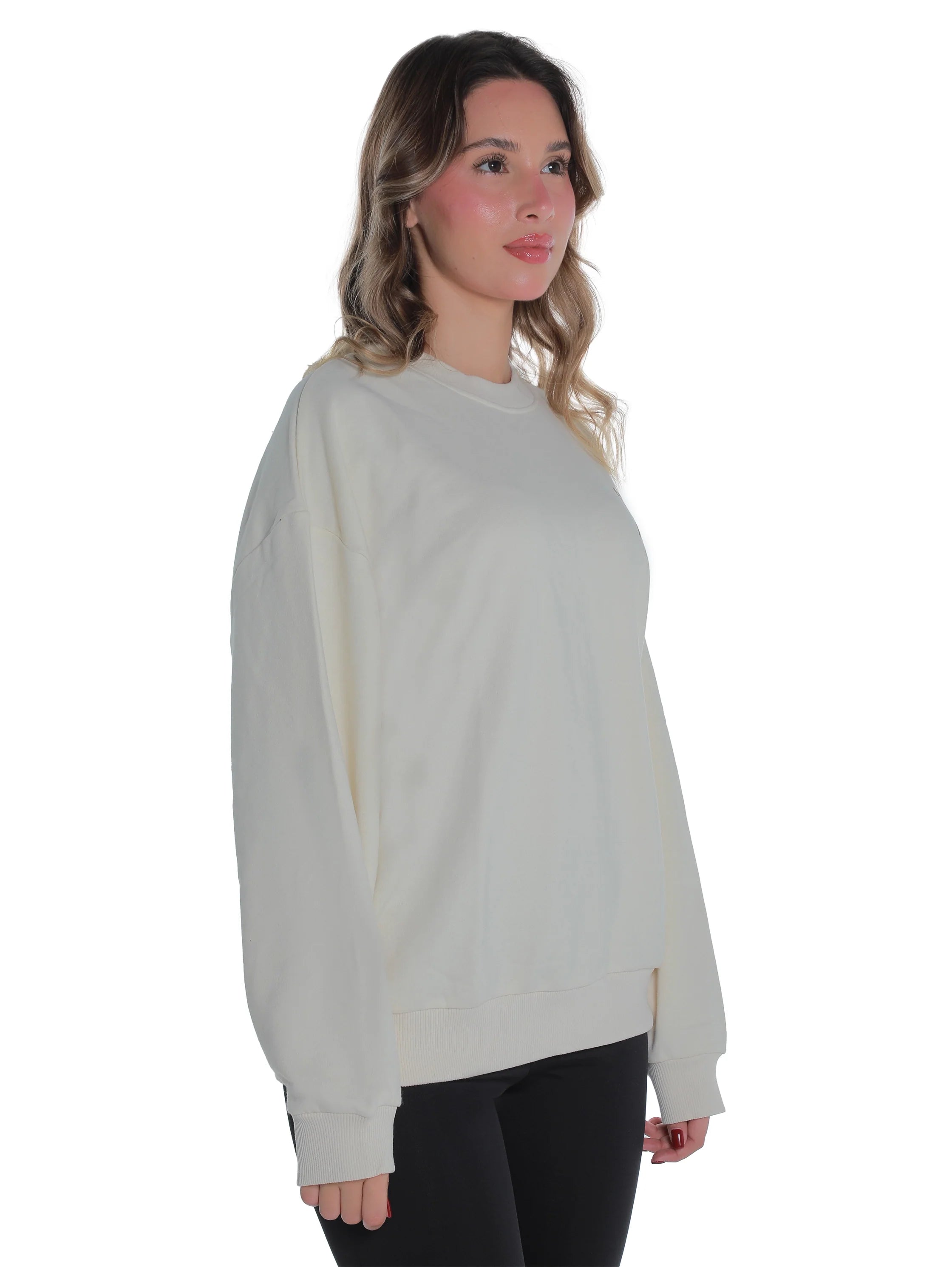 Offwhite Long Sleeved Sweater With Cozy Front Design