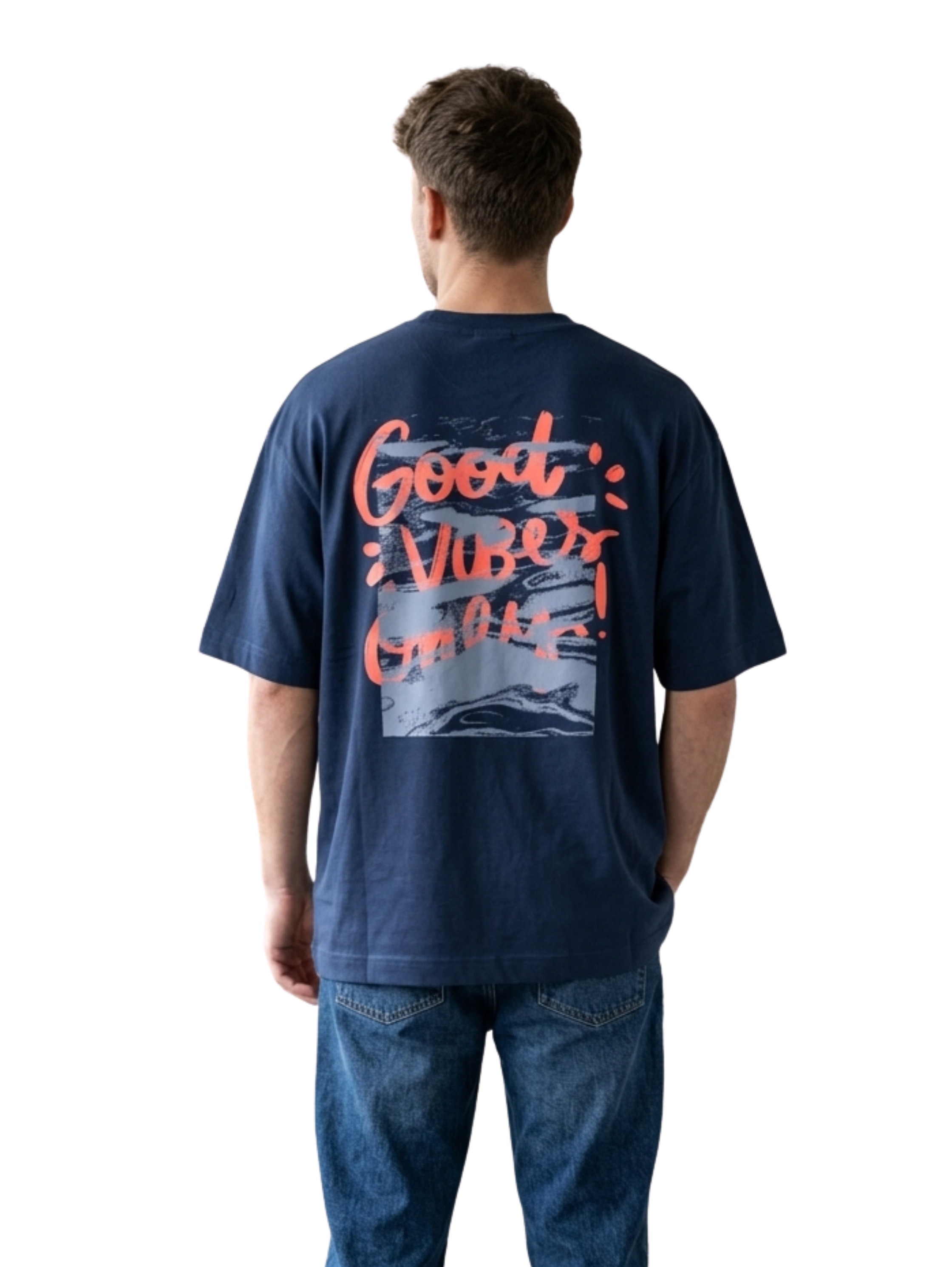 Oversized Navy T-Shirt With Back Design