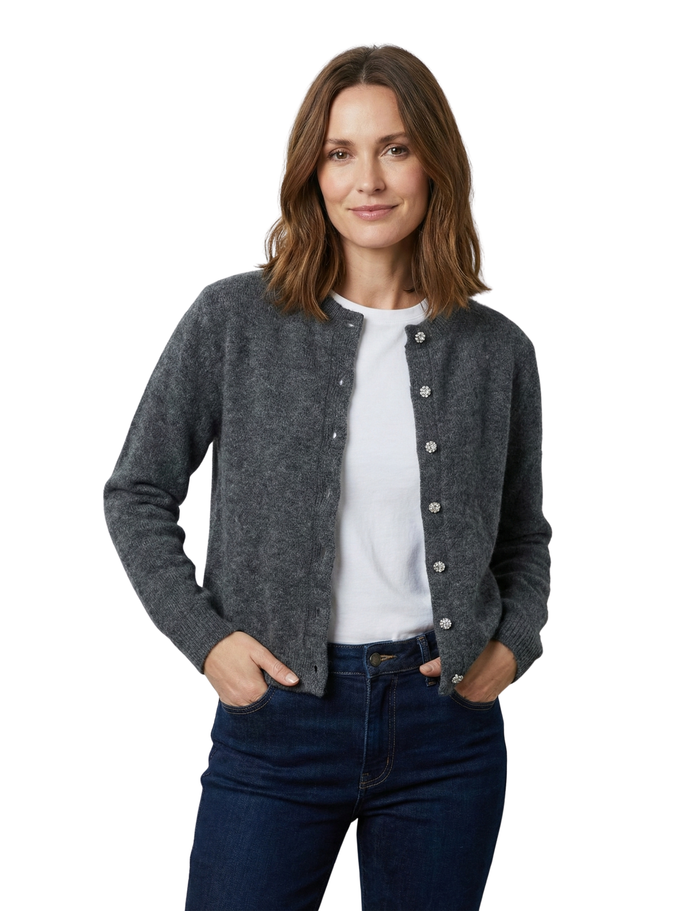 Long Sleeved Dark Grey Buttoned Pullover
