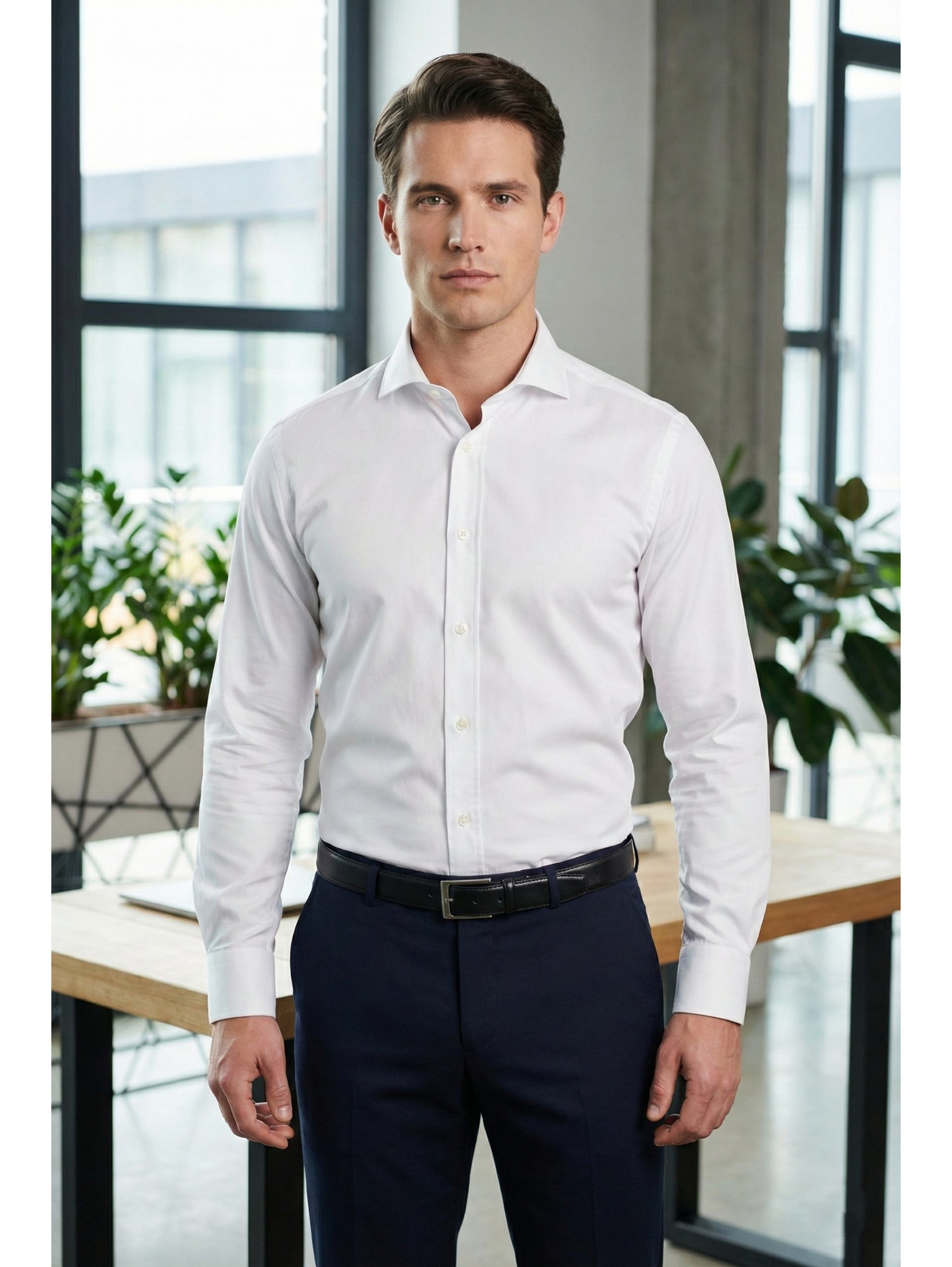 White Classic Shirt With Button To Close