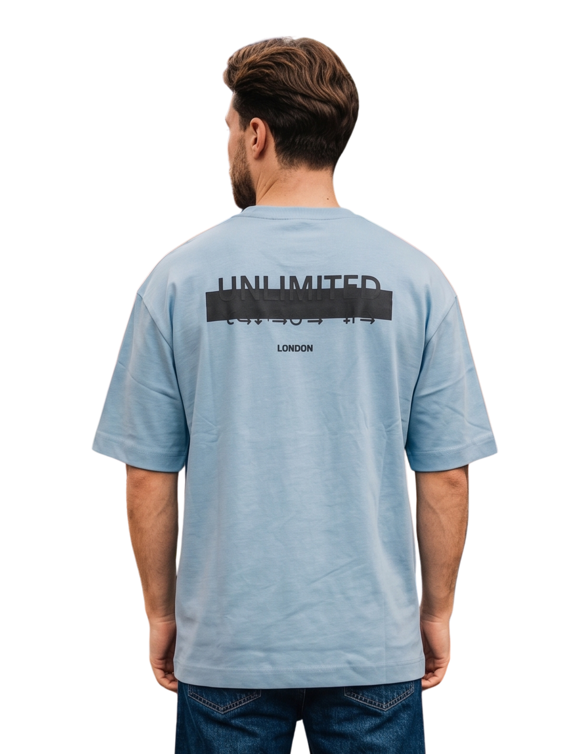 Oversized Denim T-Shirt With Printed Design