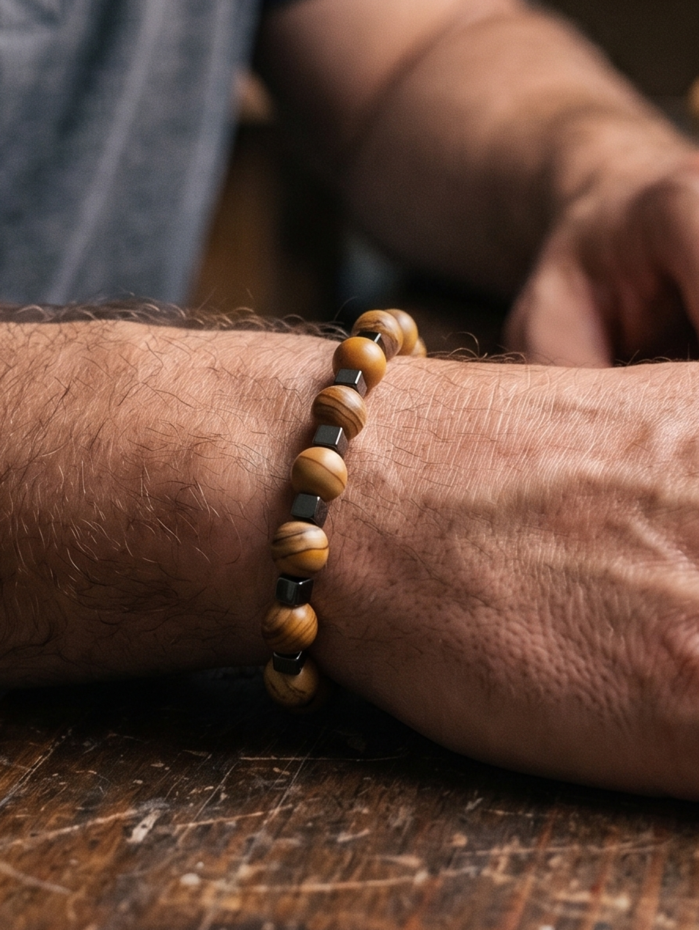 One-Layer Beaded Beige Bracelet