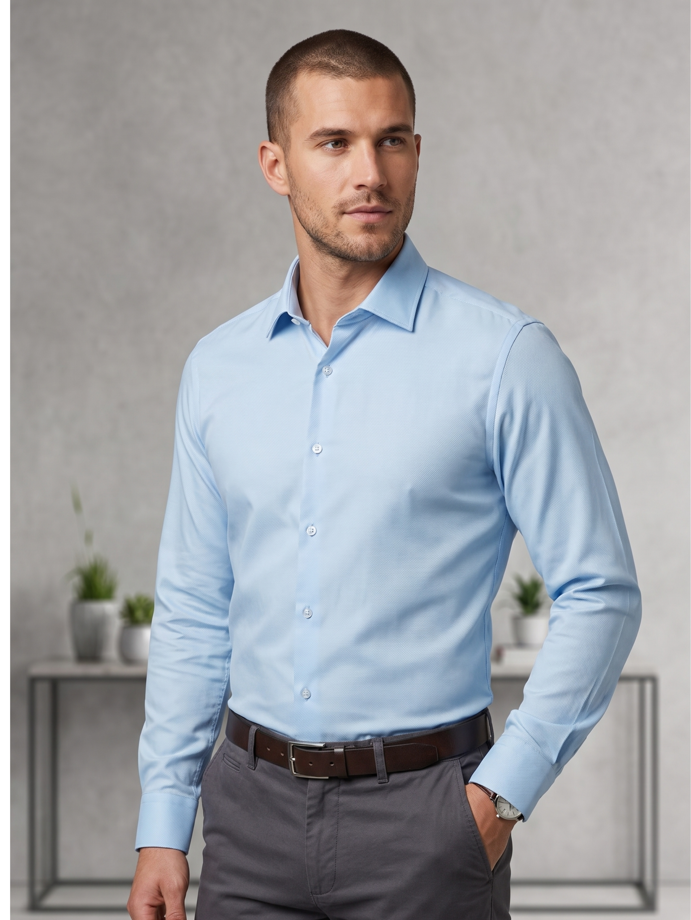 Sky Blue Long Sleeved Classic Shirt