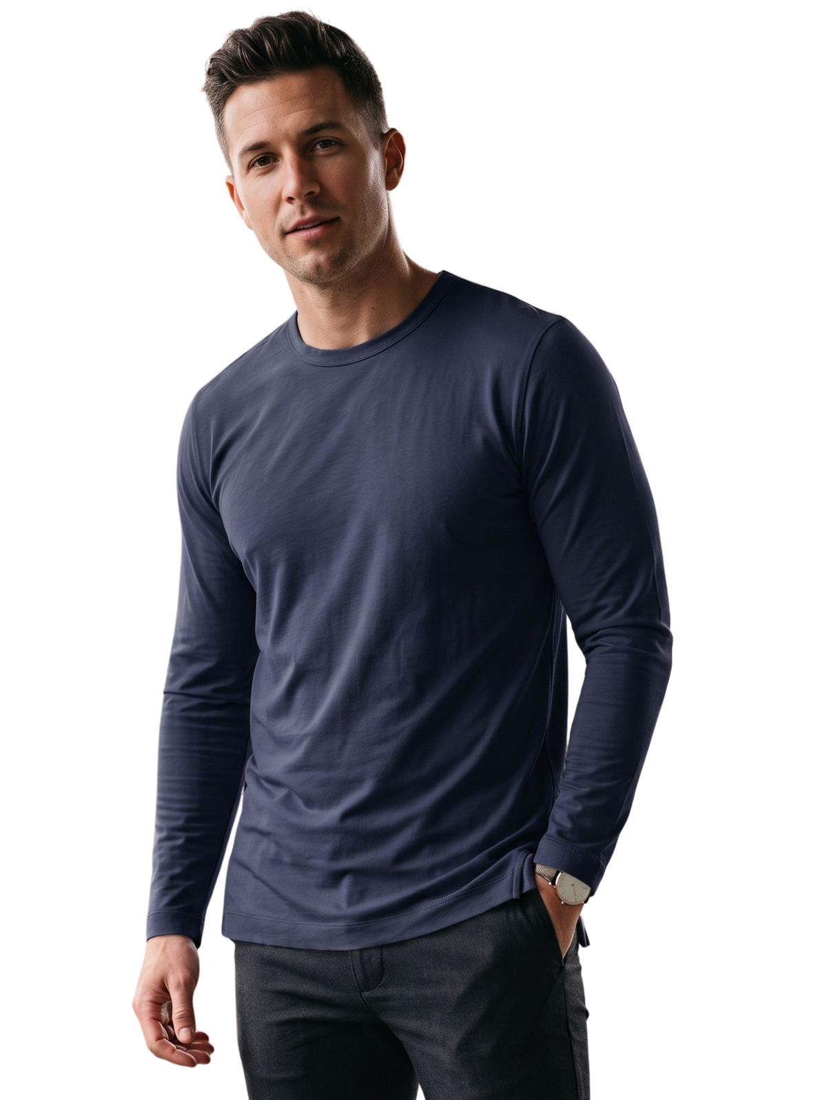 Navy Basic Crew Neck Sweater