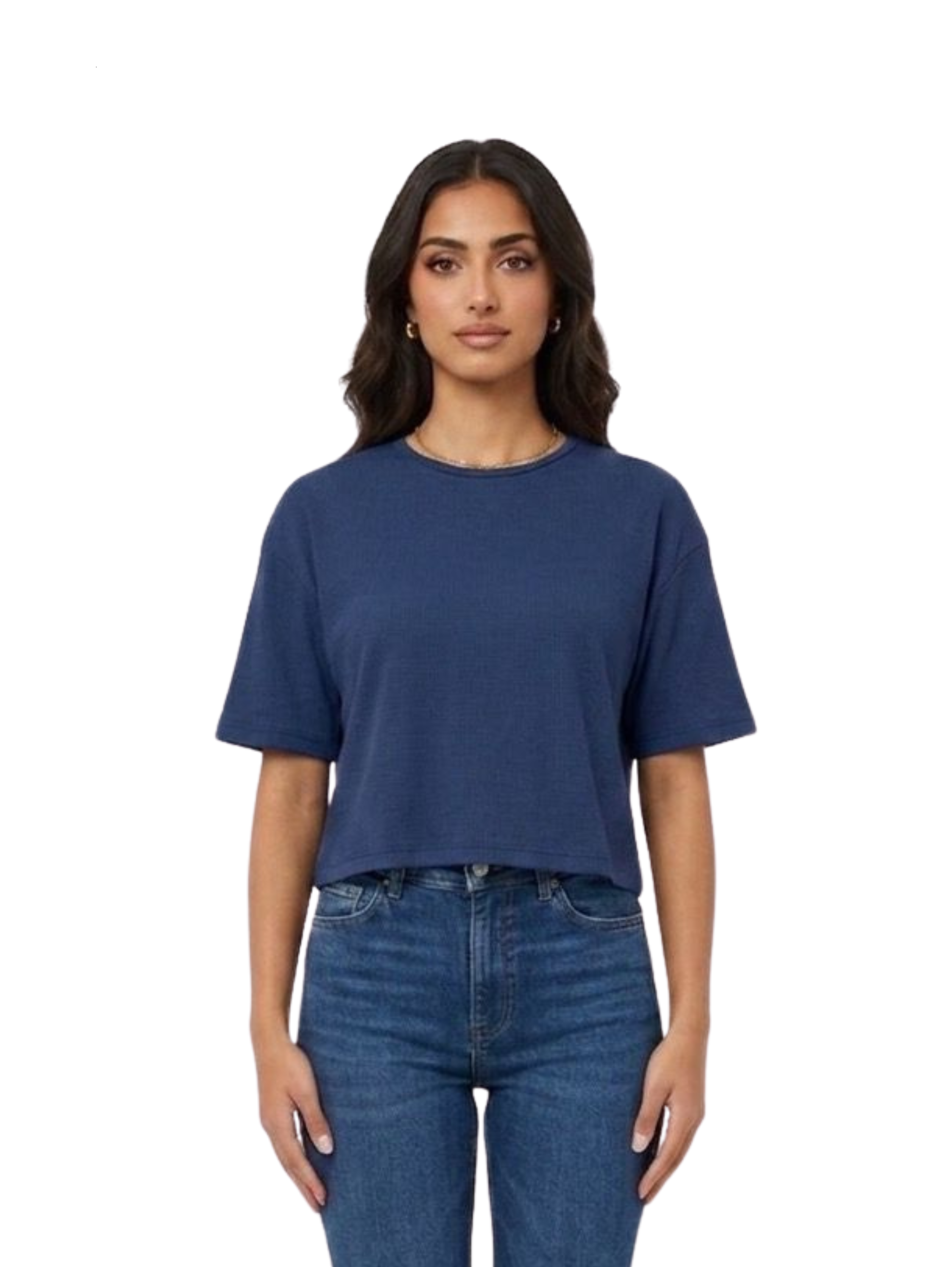 Navy Short Sleeved Plain Basic T-Shirt