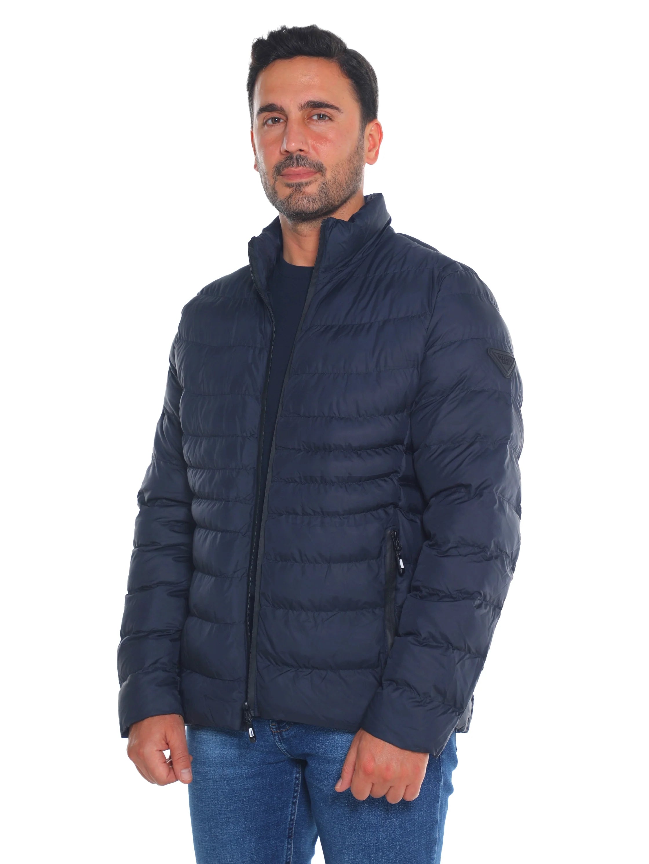 Puffer Navy Jacket With Zipper To Close