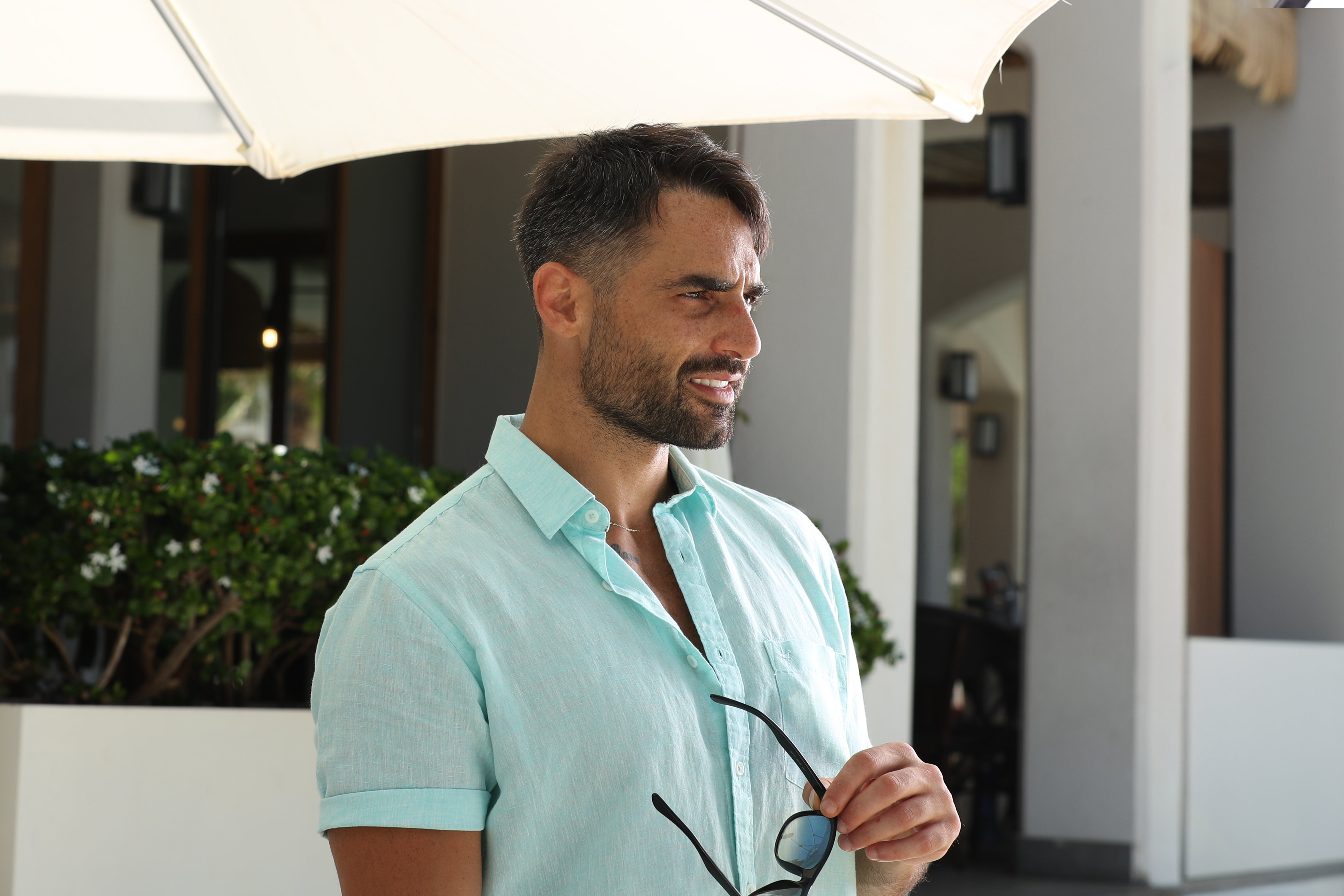 Short Sleeved Mint Linen Shirt