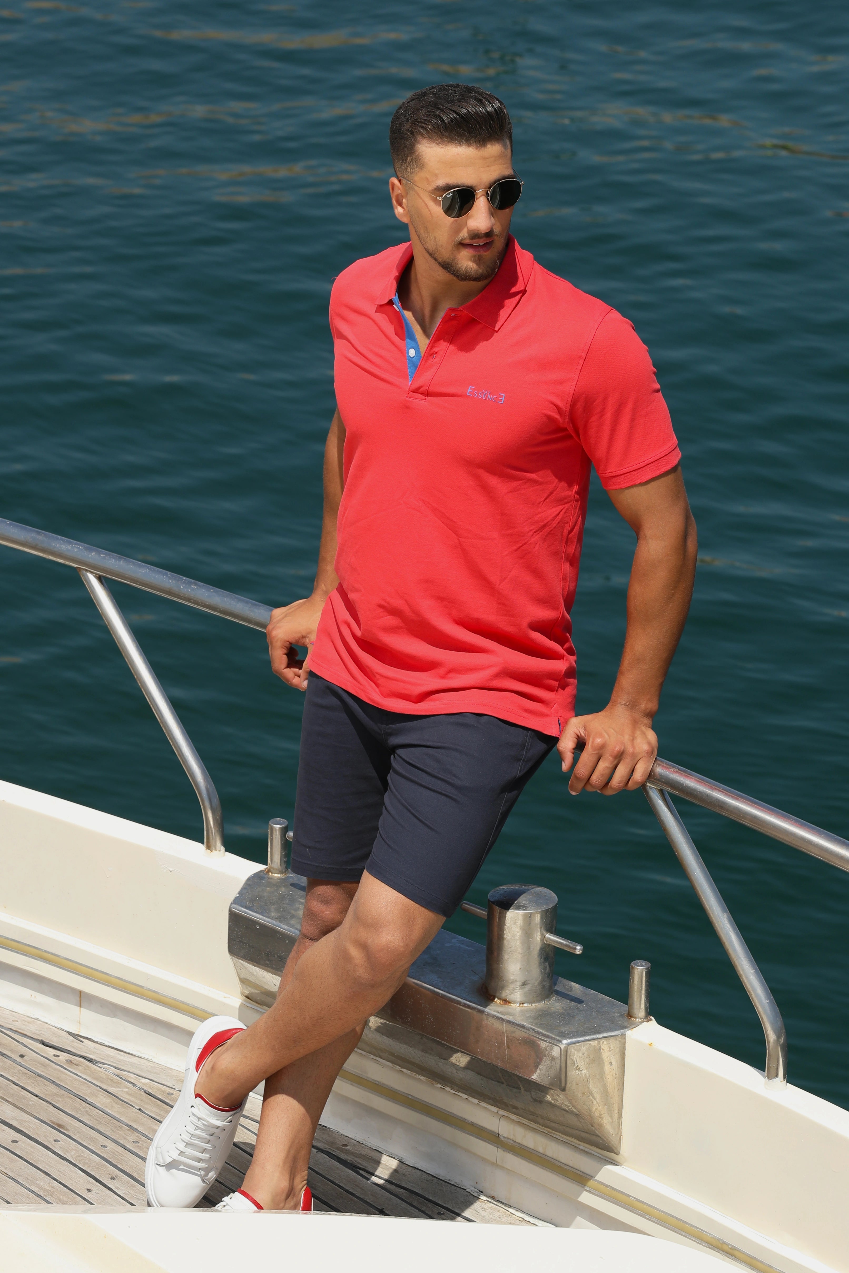 Navy Chino Short With Button To Close