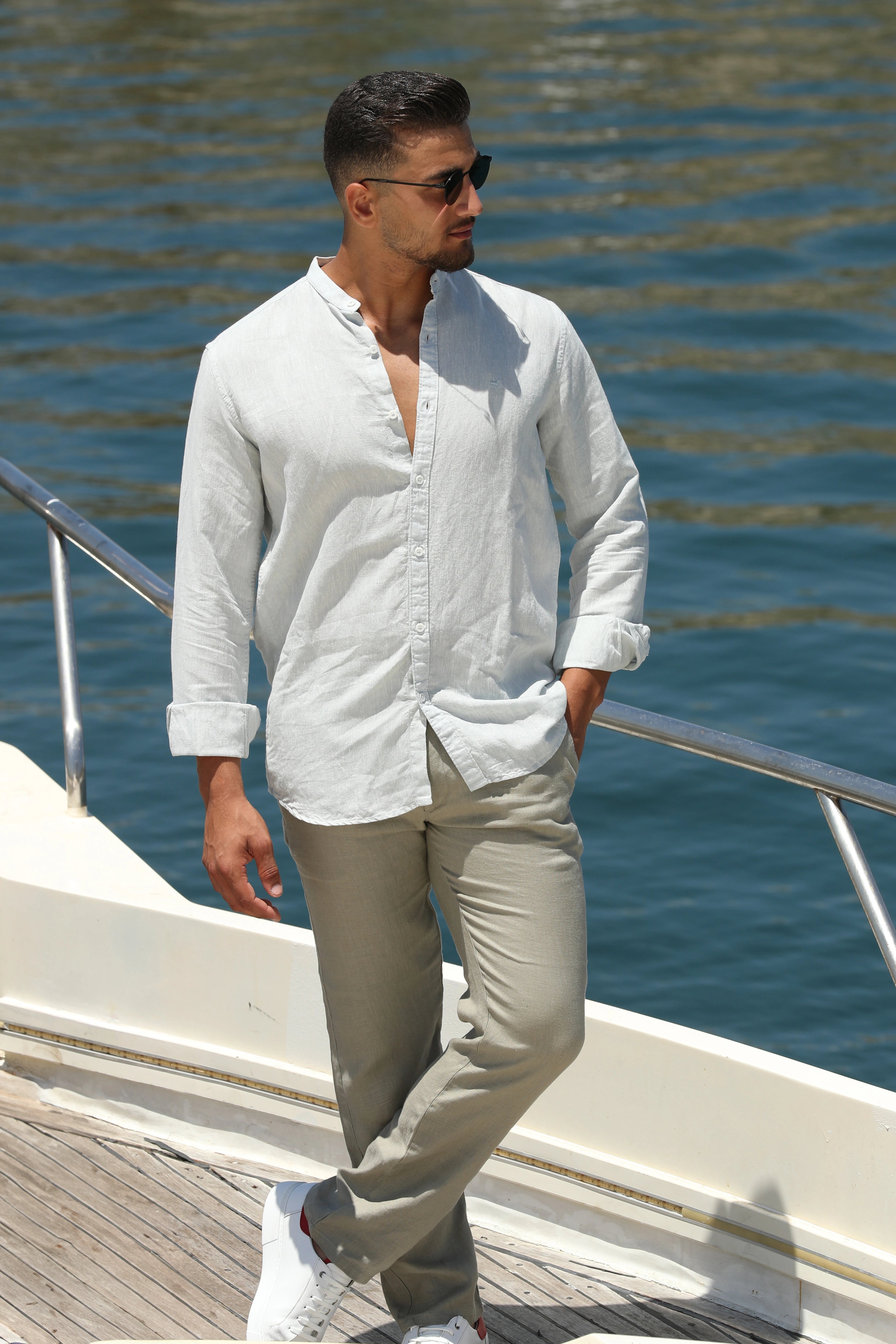 Linen Buttoned Grey Shirt