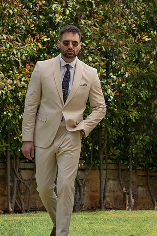 Summer Casual Beige Suit 2 Pieces