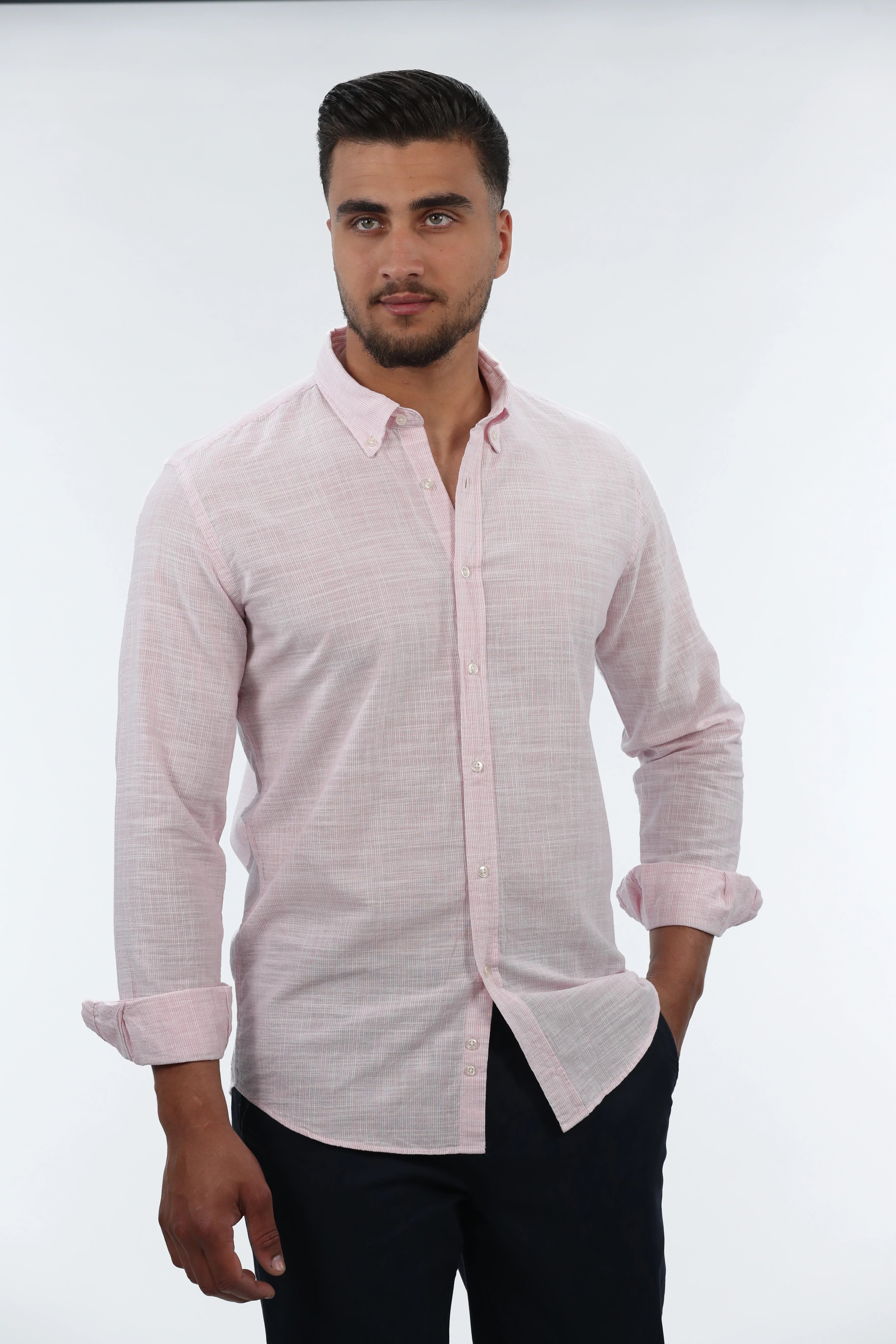 Casual Pink Linen Shirt