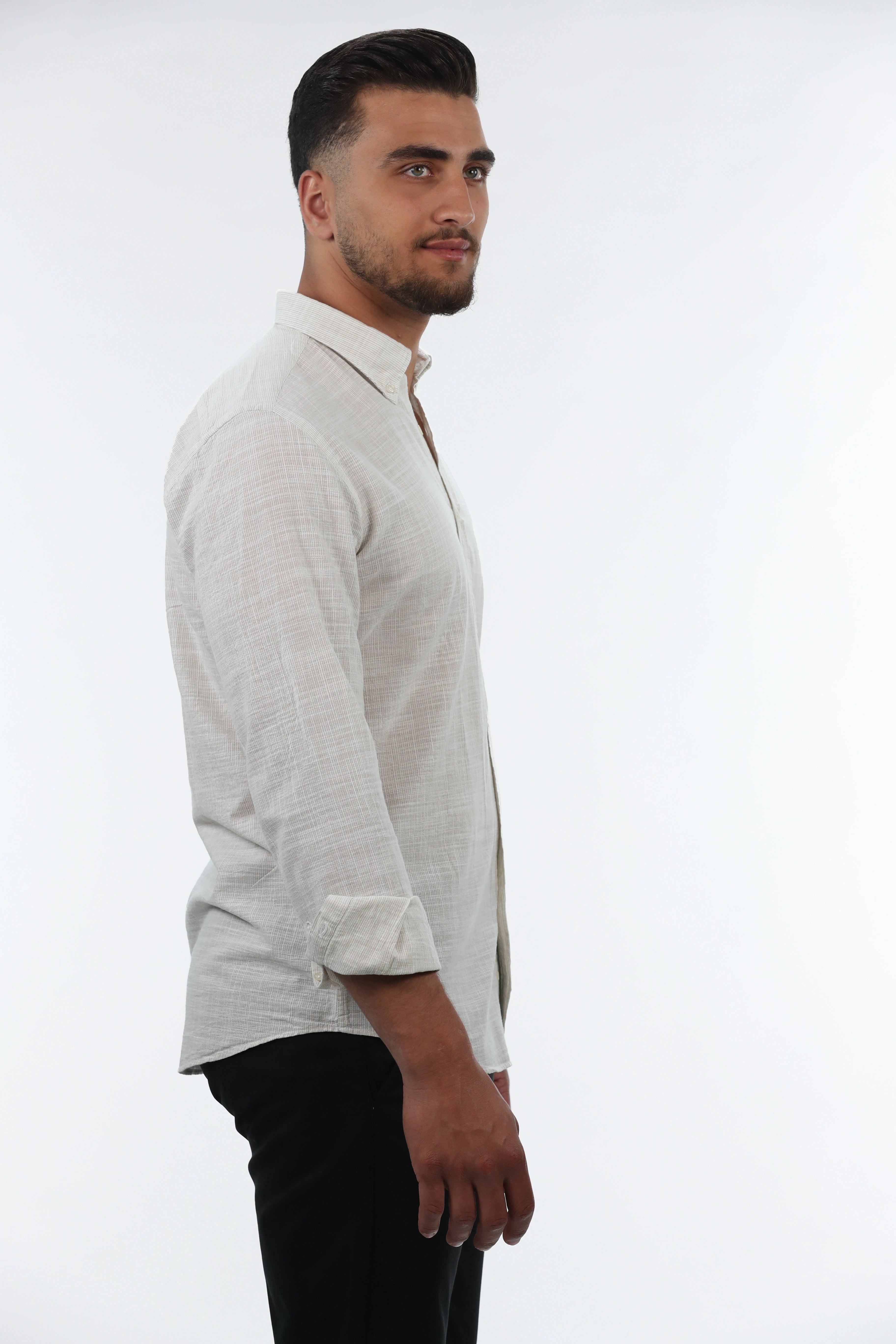 Casual Beige Linen Shirt