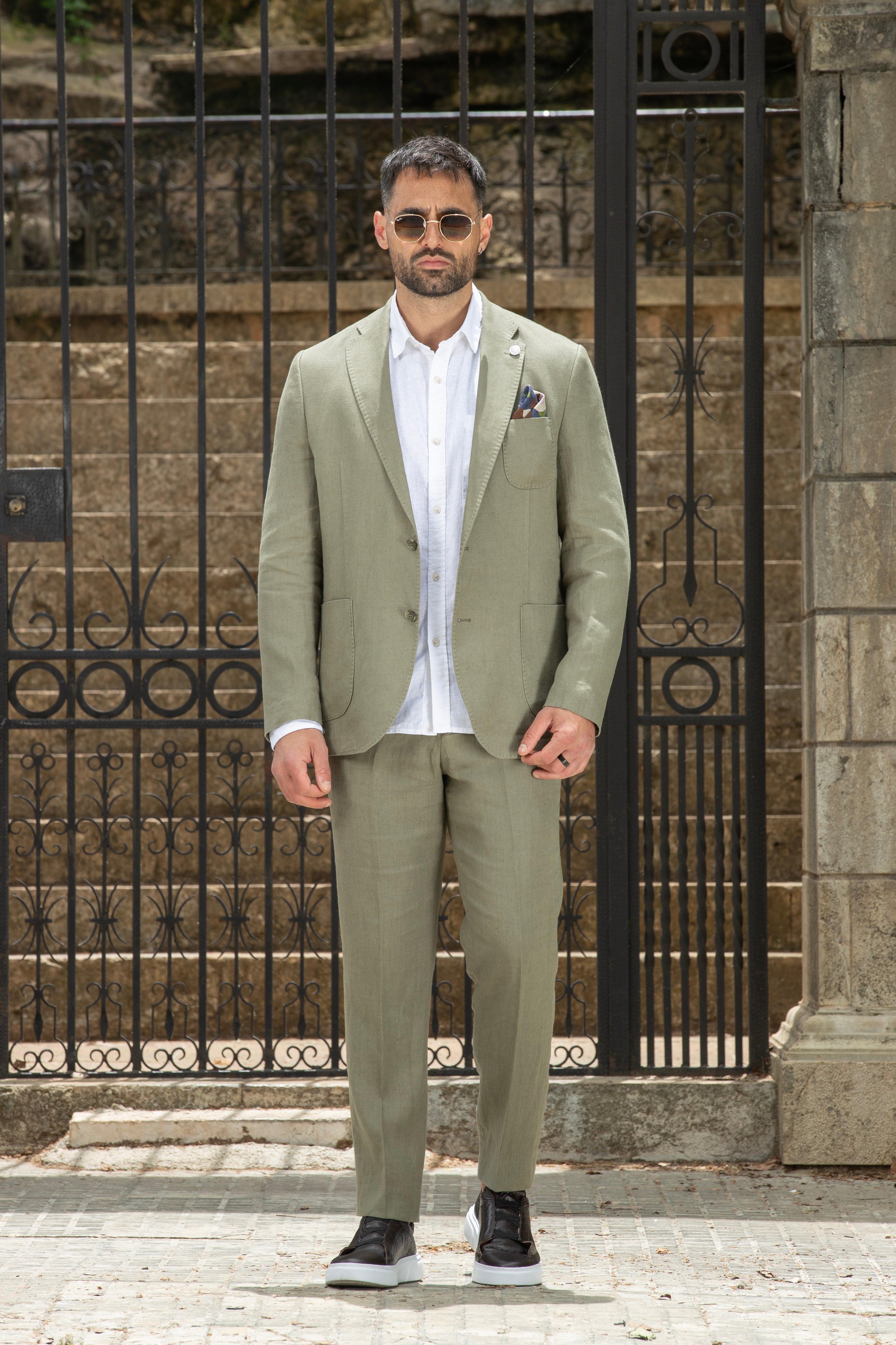 Summer Olive Linen Suits