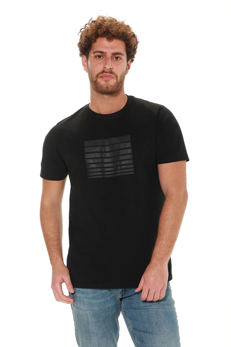 Black T-shirt With Printed Front Design