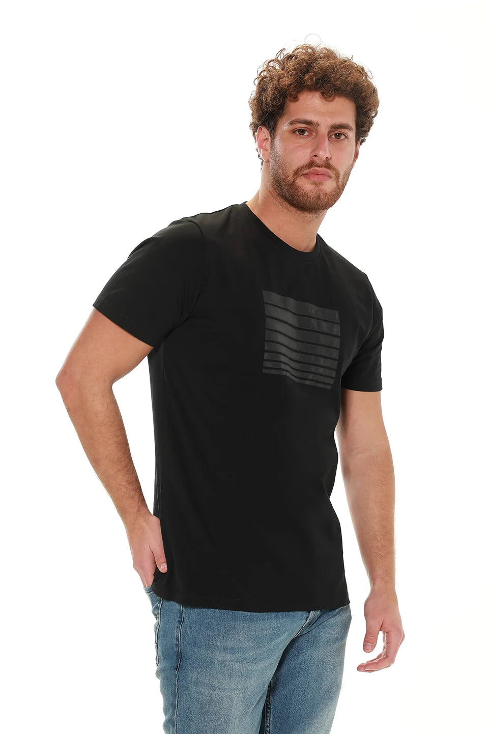 Black T-shirt With Printed Front Design