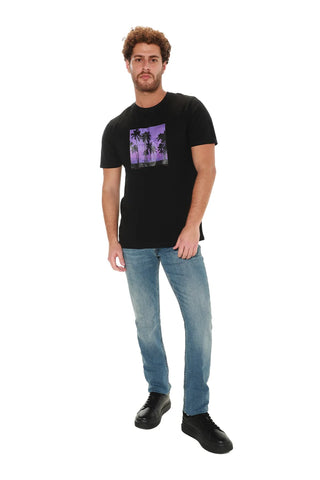 Black Summer T-shirt With Front Design