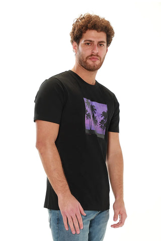 Black Summer T-shirt With Front Design