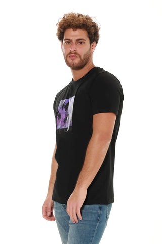 Black Summer T-shirt With Front Design