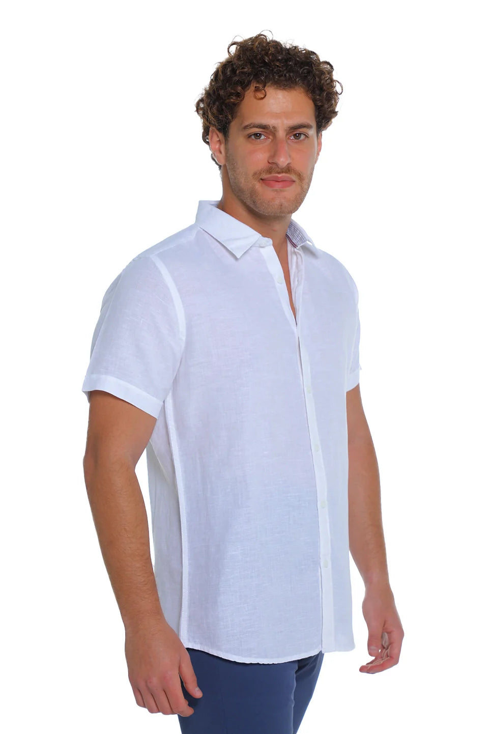 Short Sleeved White Linen Shirt