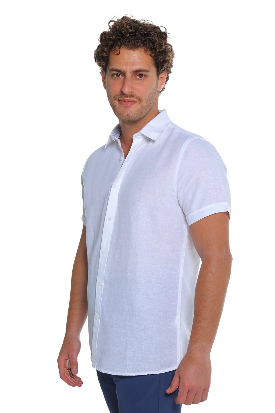 Short Sleeved White Linen Shirt
