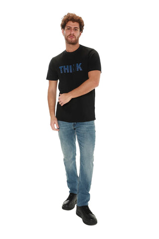 Black T-shirt With " Think '' Front Design