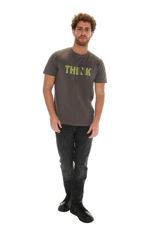 Dark Grey T-shirt With " Think '' Front Design