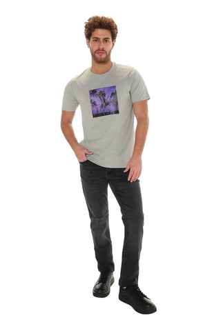 Grey Summer T-shirt With Front Design