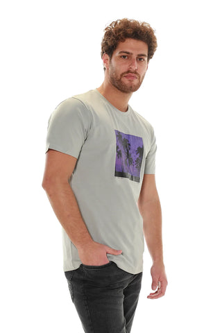Grey Summer T-shirt With Front Design