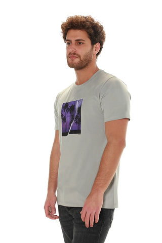 Grey Summer T-shirt With Front Design