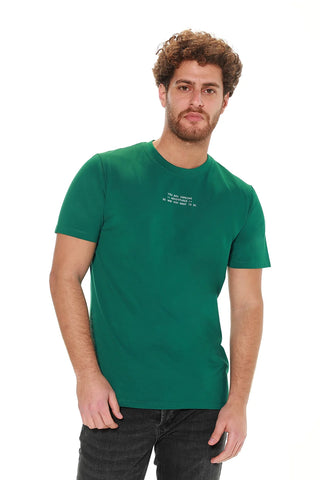 Dark Green Cotton T-shirt With Back Design