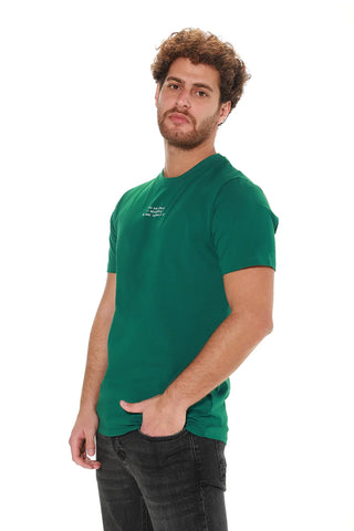 Dark Green Cotton T-shirt With Back Design