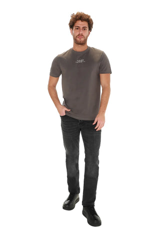 Dark Grey Cotton T-shirt With Back Design